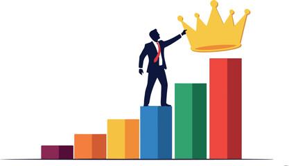 Business Growth Crown Success Illustration isolated on transparent background