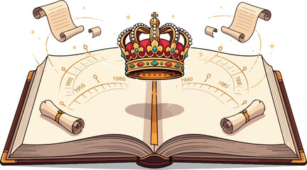 Classic Royal Crown Emblem Illustration isolated on transparent background