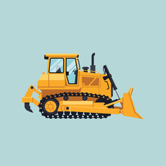 Obraz premium Yellow Bulldozer on Blue Background