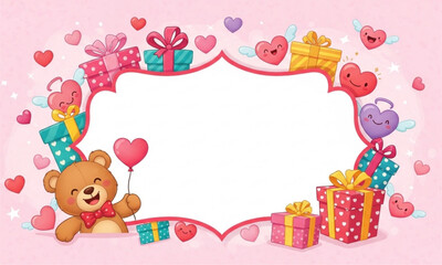 Obraz premium happy birthday card with teddy bear