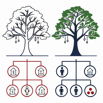 Diagram illustrating the concept of dominant and recessive genetic traits in pea plants Vector