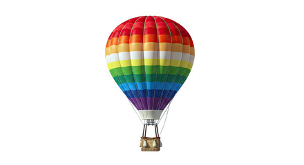 Naklejka premium Rainbow Hot Air Balloon with Wicker Basket