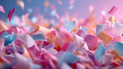 Colorful Paper Confetti Falling on Light Background in Party Atmosphere