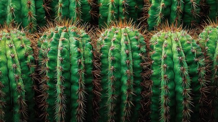 Lush Green Cacti with Spines Displaying Nature's Desert Beauty