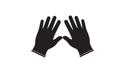 Obraz premium Hands in black gloves forming a heart shape in minimalist silhouette on white background for symbol illustration