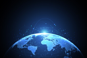 Global network connection World map point and line composition concept of global business Illustration © LIMON