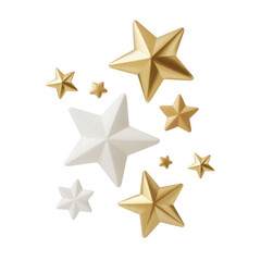 Obraz premium Gold and white stars starry isolated on a transparent background