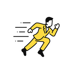 スピード対応するビジネスマンのシンプルなベクターアイコンイラスト