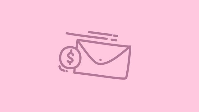 Minimalist Salary Payment Illustration with Envelope and Coins on Clean Background