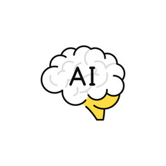 AIと脳みそのシンプルなベクターアイコンイラスト素材