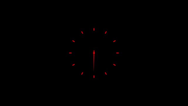 Minimalist wall clock design featuring black stencil-style numbers 12, 3, 6, and 9 with a single hand pointing to twelve o'clock on a textured off-white background.