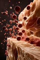 Blood Cells Interacting with Tissue Surface &ndash; Scientific Illustration of Biological Processes
