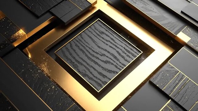 Abstract background with black and gold geometric shapes, creating a luxurious and modern design.