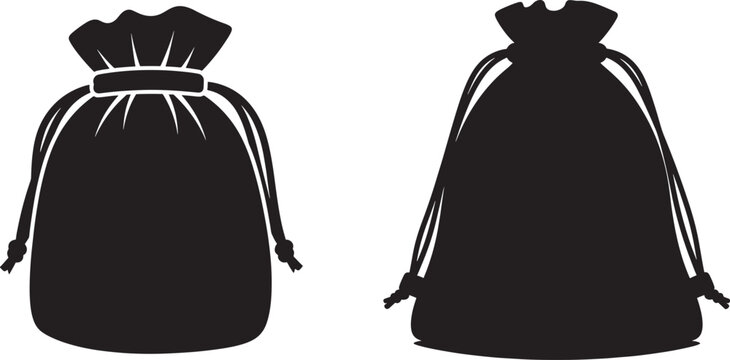 Black drawstring bags silhouette illustration