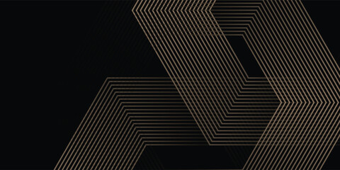 Abstract glowing geometric lines on black background. Modern shiny hexagon lines pattern. vector illustration eps10