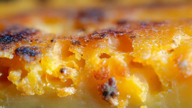 Appetizing Macro Shot of Golden Yellow Dessert with Crunchy Caramelized Sugar Top.