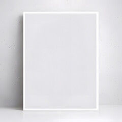 empty picture frame, minimalist style on blank white wall.