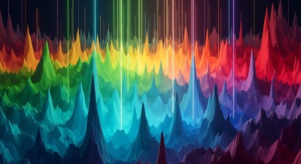 Vibrant Spectrum Peaks - A Colorful Abstract Landscape of Light and Form.