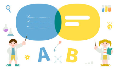 科学の楽しさを伝える白衣を着た子供たちの見出しバナー