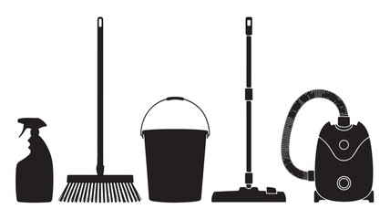 Vector Illustration Of Cleaning Supplies And Tools For Household Chores And Maintenance