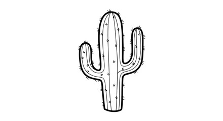 Obraz premium Simple Black and White Cactus Illustration.