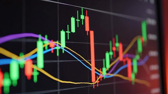 Stock market analysis chart showing growth and decline graph