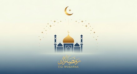 Celebrating the arrival of the holy month of ramadan with a beautiful mosque illustration