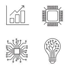 Four black and white representing technology and data analysis