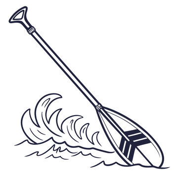 A detailed illustration of a rowing oar cutting through water. Vector