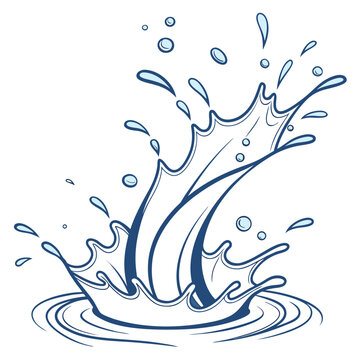 A dynamic illustration of water splashing outwards from a central point. Vector