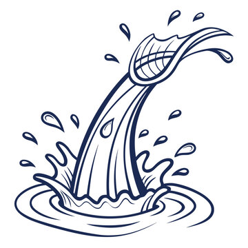 A dynamic illustration of a water spout splashing into a pool of water. Vector