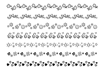 モノクロの線画_春のイメージのラインイラストセット