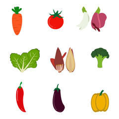 set of colorful fresh vegetables