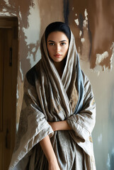 Generated art and fashion portrait of a woman.