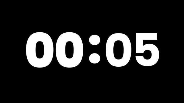 10 to 0 seconds countdown timer animation isolated on black background