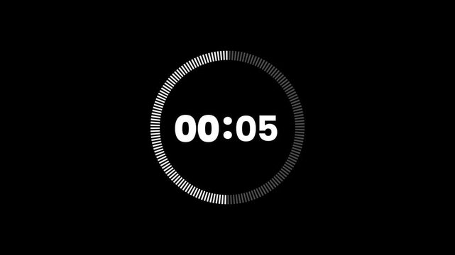 10 seconds digital countdown timer animation isolated on black background