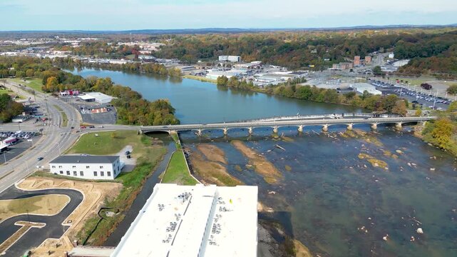 Flying over Dan River Falls in Danville VA
