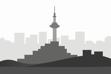 Seoul Skyline N Seoul Tower Vector Illustration