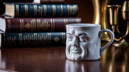 Surreal Coffee Mug with Human Face Expression