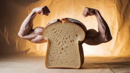 Strong Bread with Muscular Arms Concept