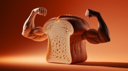 Strong Bread with Muscular Arms Concept
