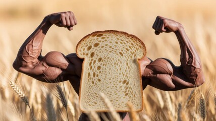 Strong Bread with Muscular Arms Concept