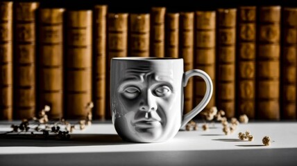Surreal Coffee Mug with Human Face Expression