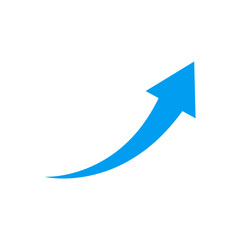 A solid blue upward curving arrow icon representing business growth, market expansion, and positive directional movement.