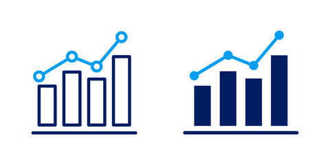 A vector illustration featuring two combined bar and line graphs, indicating an upward trend in financial data and market performance.
