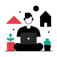 Remote Work Vector Illustration