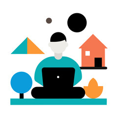 Remote Work Vector Illustration