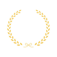 リボンと月桂冠のシンプルなゴールドフレーム素材