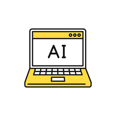 AIパソコンのシンプルなベクターアイコンイラスト素材