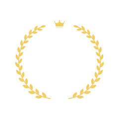 王冠と月桂冠のシンプルなゴールドフレーム素材
